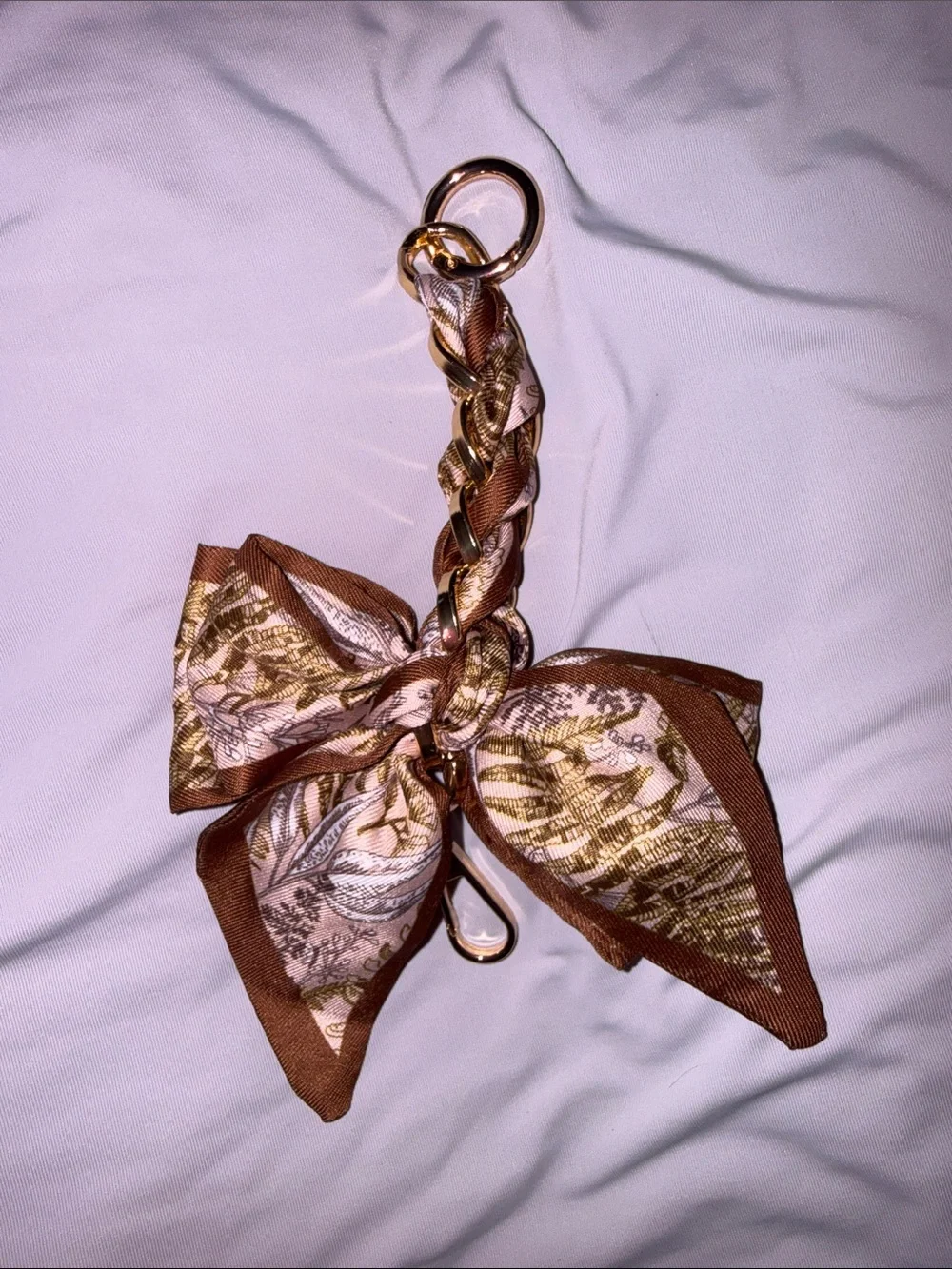Brown & Gold Bow Keychain Bag Charm